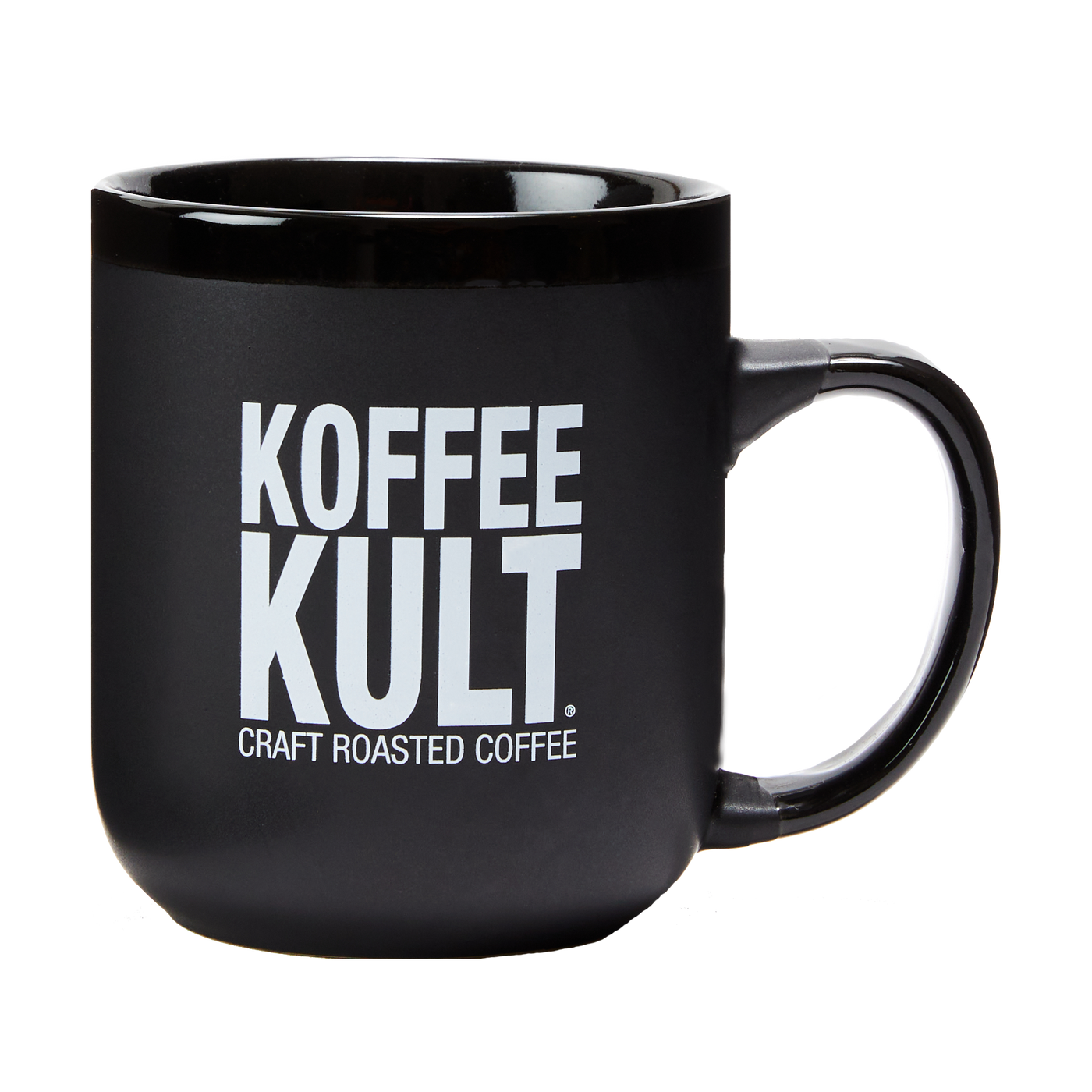 Koffee Kult Black Mug Right Facing