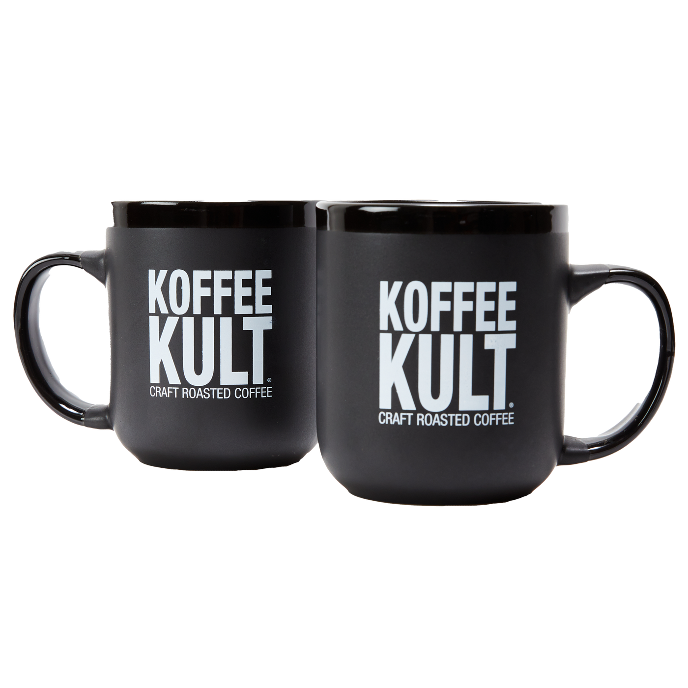 Koffee Kult Black Mugs Front Facing