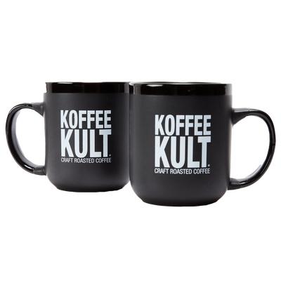 Koffee Kult Black Mugs Front Facing