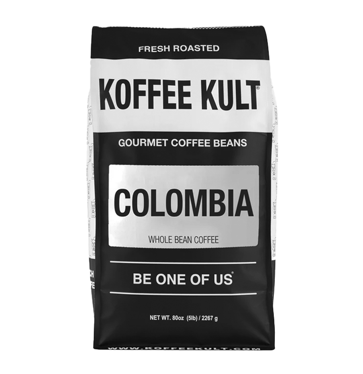 Colombia 80oz whole bean coffee front facing