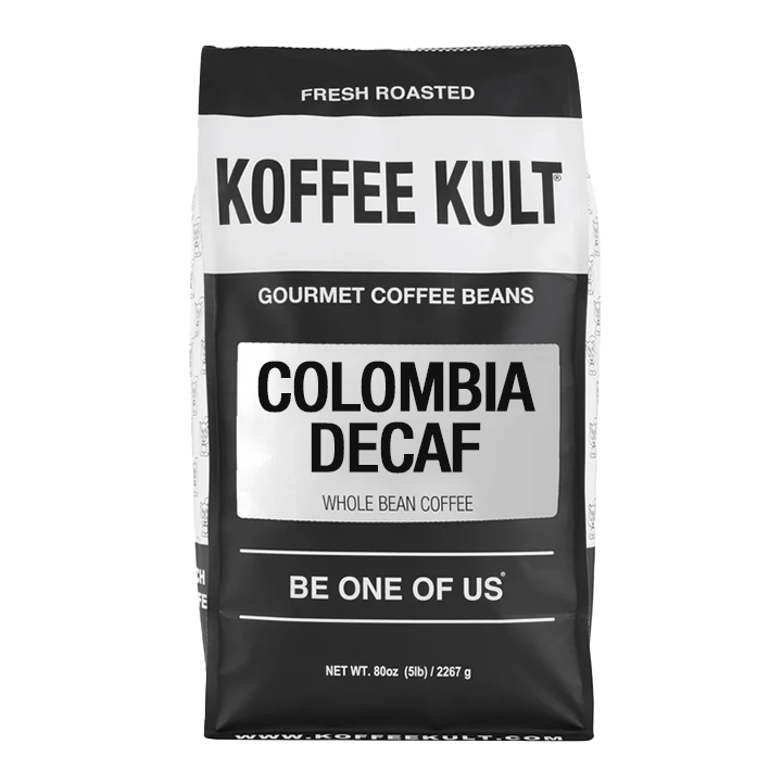 Colombia Decaf 80oz Whole Bean Coffee Front Facing