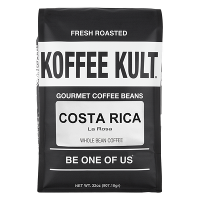 Costa Rica 32oz whole bean coffee front facing