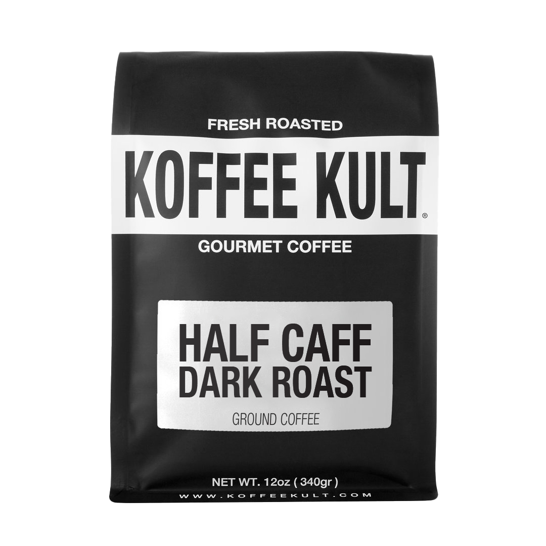 Half Caff 12oz Ground Coffee Front Facing