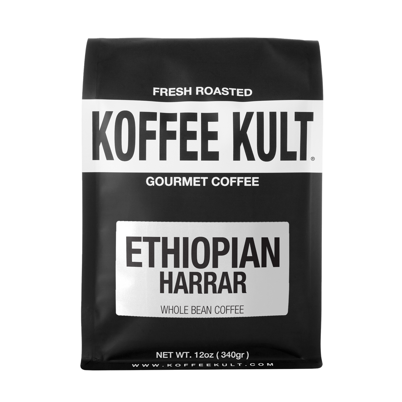 Ethiopian Harrar 12oz whole bean coffee front facing