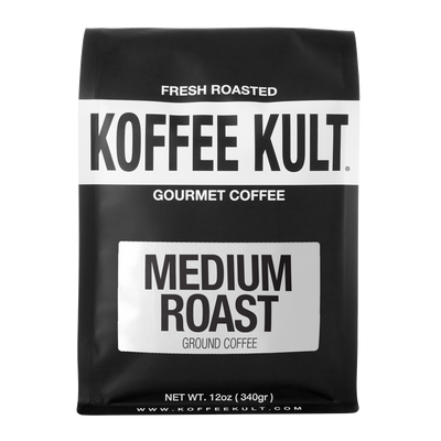 Medium Roast 12oz ground coffee front facing