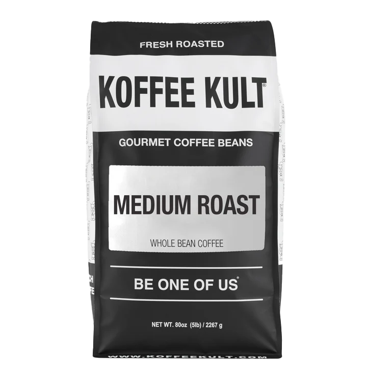 Medium Roast 80oz whole bean coffee front facing