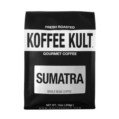 Sumatra 12oz whole bean coffee front facing