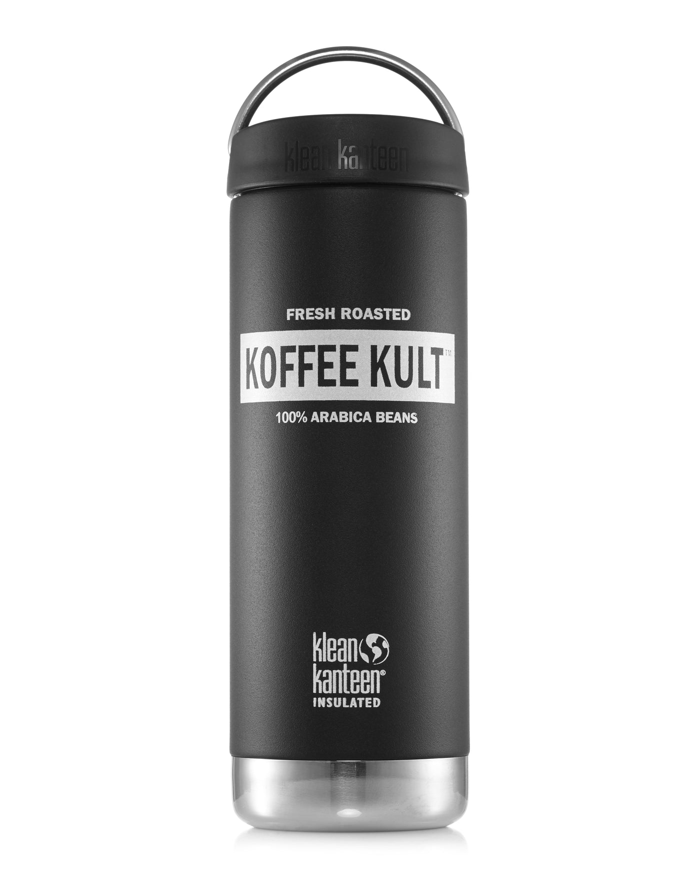 Koffee Kult Travel Mug Wide Mouth Insulated Bottle Cafe Cap Black - 16oz by Klean Canteen Great Gift