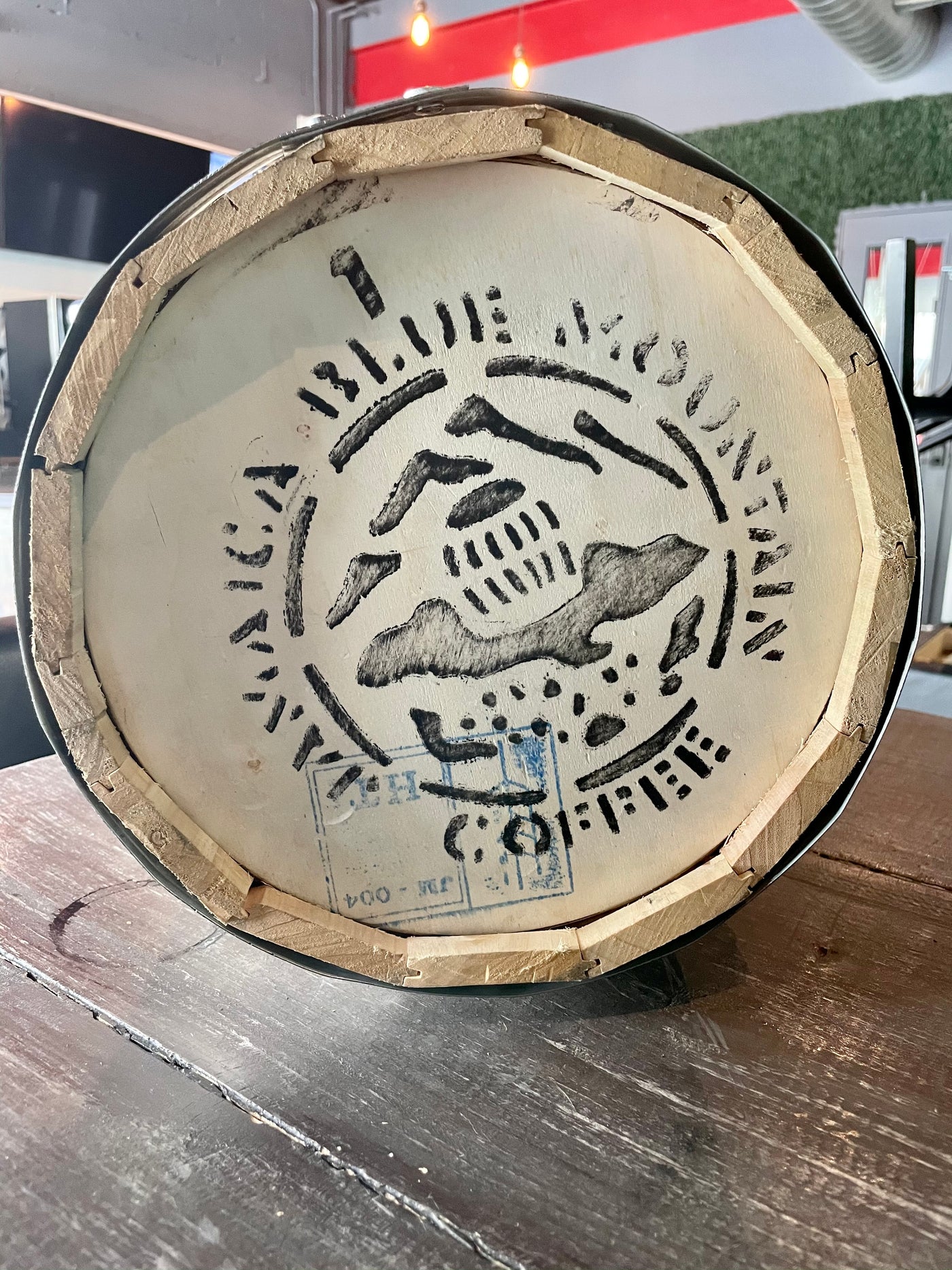 Blue mountain coffee barrel top